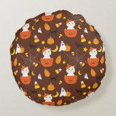 かわいいハロウィーンパターン ラウンドクッション (裏面)