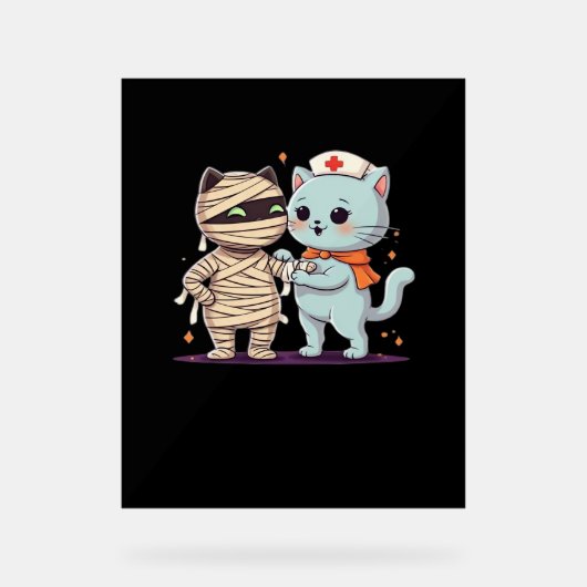 かわいいハロウィーンパルスマイラ&ナース猫オーバーサイズ アクリルサイン (正面)