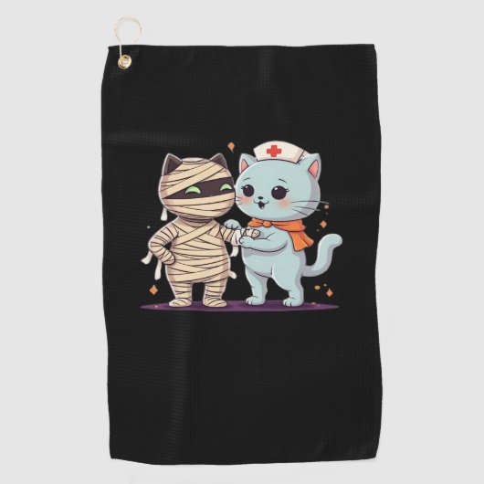 かわいいハロウィーンパルスマイラ&ナース猫オーバーサイズ ゴルフタオル (正面)