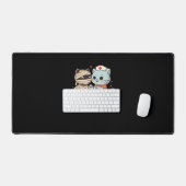 かわいいハロウィーンパルスマイラ&ナース猫オーバーサイズ デスクマット (キーボード&マウス)
