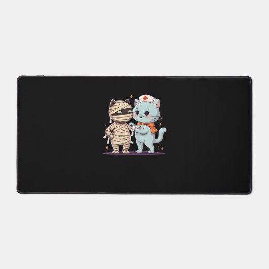 かわいいハロウィーンパルスマイラ&ナース猫オーバーサイズ デスクマット (正面)