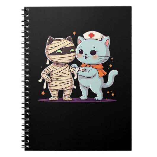 かわいいハロウィーンパルスマイラ&ナース猫オーバーサイズ ノートブック (正面)