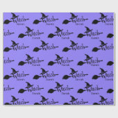 かわいいハロウィーンパープル魔女 ラッピングペーパー (フラット)