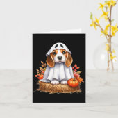 かわいいハロウィーンビーグルドッグアズ幽霊犬のオーナードッグズ カード (黄色い花)