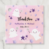 かわいいハロウィーンピンクの女の子ベビーシャワーメッセージカード フェイバータグ (正面)