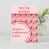 かわいいハロウィーンピンクガールパーティの招待状 招待状 (スタンド正面)