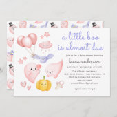 かわいいハロウィーンピンク幽霊小さなブーブベビーシャワー 招待状 (正面/裏面)