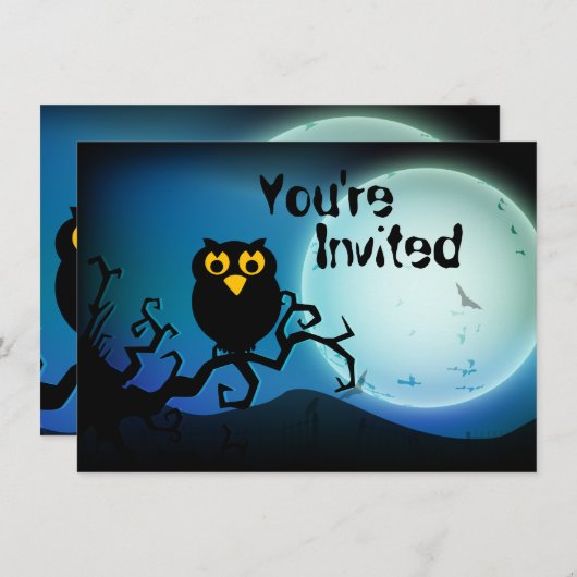 かわいいハロウィーンフクロウベビー1st誕生日招待状 招待状 (正面/裏面)