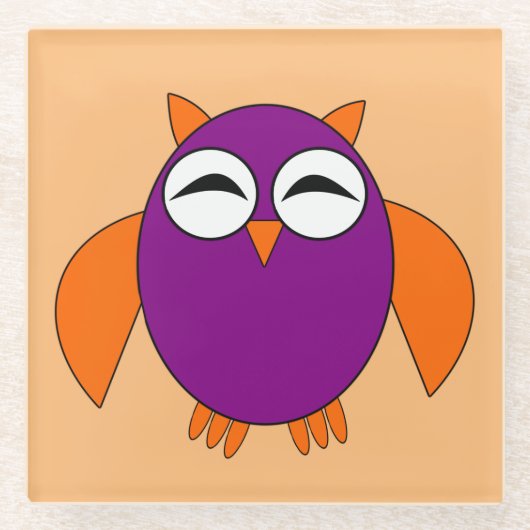 かわいいハロウィーンフクロウ ガラスコースター (正面)