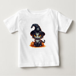 かわいいハロウィーンブラックキットン ベビーTシャツ