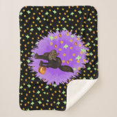 かわいいハロウィーンブラックキャット幽霊カボチャの星 シェルパブランケット (正面)