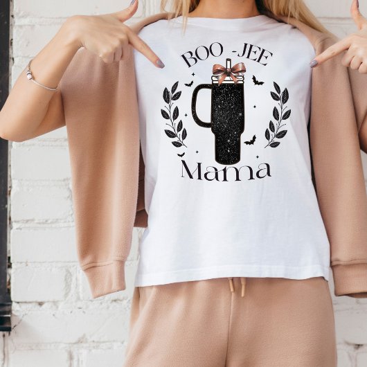 かわいいハロウィーンブージーママフェイクグリッターかわいい Tシャツ