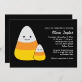 かわいいハロウィーンベイビーシャワーキャンディーコーン 招待状 (正面/裏面)