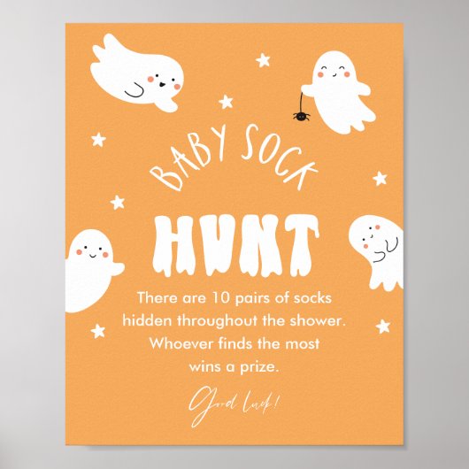 かわいいハロウィーンベビー靴下狩り赤ちゃんシャワーサイン ポスター (正面)