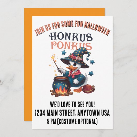 かわいいハロウィーンホンカスポンカス 招待状 (正面/裏面)