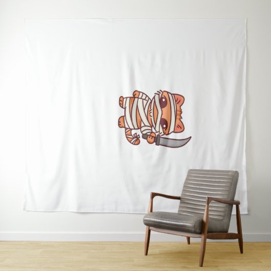 かわいいハロウィーンミイラクラシックネコT-Sh タペストリー (インサイチュ(横))