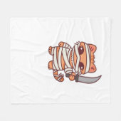 かわいいハロウィーンミイラクラシックネコT-Sh フリースブランケット (正面(横))