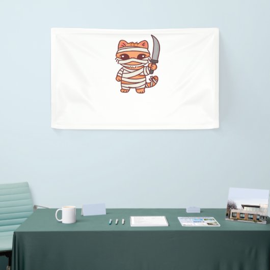 かわいいハロウィーンミイラクラシックネコT-Sh 横断幕 (トレードショー)