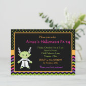 かわいいハロウィーンモンスターガールハローウィンパーティ 招待状 (スタンド正面)