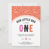 かわいいハロウィーンリトルブガールファースト誕生日 招待状 (正面)