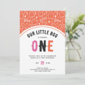 かわいいハロウィーンリトルブガールファースト誕生日 招待状 (スタンド正面)