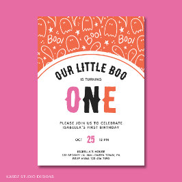 かわいいハロウィーンリトルブガールファースト誕生日 招待状