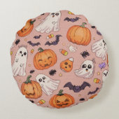 かわいいハロウィーン丸い枕 – カボチャ&幽霊 ラウンドクッション (裏面)