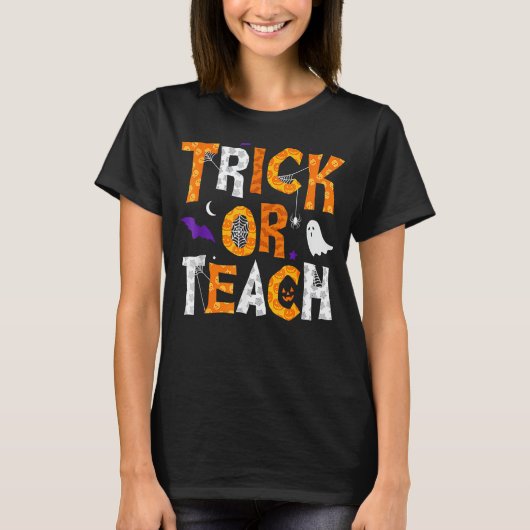 かわいいハロウィーン先生スクール教室秋トリック Tシャツ (正面)