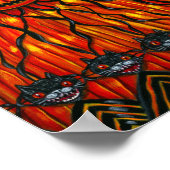 かわいいハロウィーン妖精の黒猫バイカラーの目 ポスター (角)