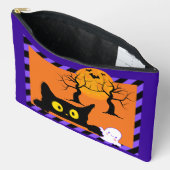 かわいいハロウィーン子猫&幽霊紫とオレンジ アクセサリーポーチ (見開き)