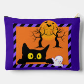 かわいいハロウィーン子猫&幽霊紫とオレンジ アクセサリーポーチ (裏面)