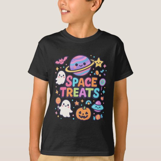 かわいいハロウィーン宇宙トリートウェアユニセックス Tシャツ (正面)
