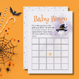 かわいいハロウィーン小さなブーブベビーシャワーベビービンゴ 招待状
