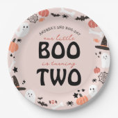 かわいいハロウィーン小さなブー二つの誕生日を回す ペーパープレート (正面)