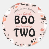 かわいいハロウィーン小さなブー二つの誕生日を回す ラウンドシール (正面)