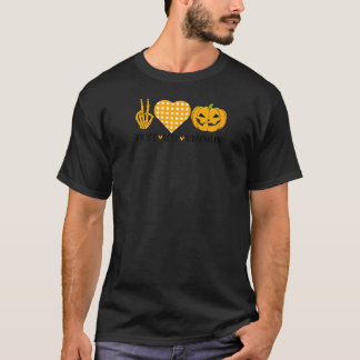 かわいいハロウィーン平和愛グノーム秋の女の子 Tシャツ