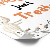 かわいいハロウィーン幽霊いいえトリックだけでトリートサイン ポスター (角)