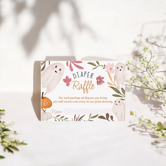 かわいいハロウィーン幽霊おむつラッフルベビーシャワー エンクロージャーカード