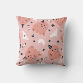 かわいいハロウィーン幽霊こうもりとキャンディ クッション