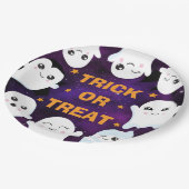かわいいハロウィーン幽霊たちのトリックまたはトリート ペーパープレート (アングル)
