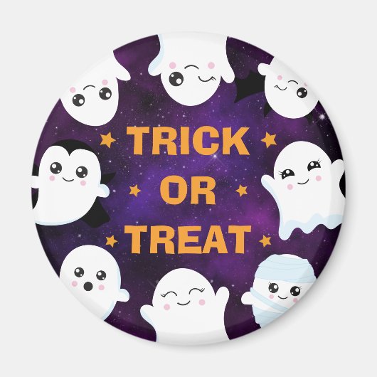 かわいいハロウィーン幽霊たちのトリックまたはトリート マグネット (正面)