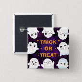 かわいいハロウィーン幽霊たちのトリックまたはトリート 缶バッジ (正面&裏面)