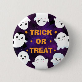 かわいいハロウィーン幽霊たちのトリックまたはトリート 缶バッジ