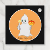 かわいいハロウィーン幽霊とカボチャ フェイバータグ (裏面)