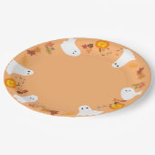 かわいいハロウィーン幽霊とカボチャ ペーパープレート (アングル)