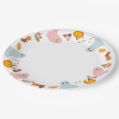 かわいいハロウィーン幽霊とカボチャ ペーパープレート (アングル)