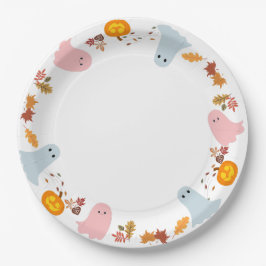 かわいいハロウィーン幽霊とカボチャ ペーパープレート