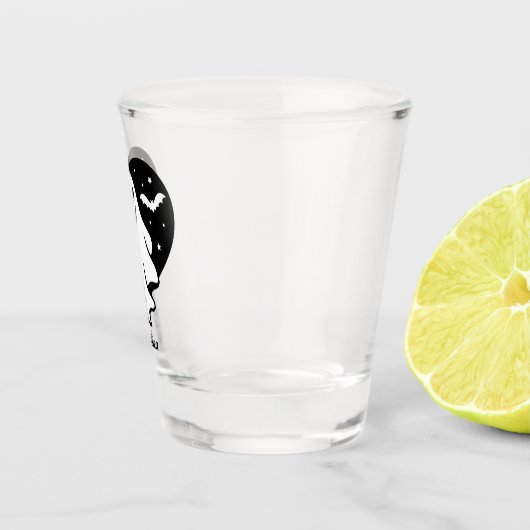 かわいいハロウィーン幽霊とハートとこうもり ショットグラス (右)