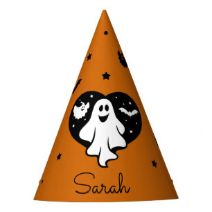 かわいいハロウィーン幽霊とハートとこうもり パーティーハット