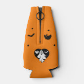 かわいいハロウィーン幽霊とハートとこうもり ボトルクーラー (裏面)